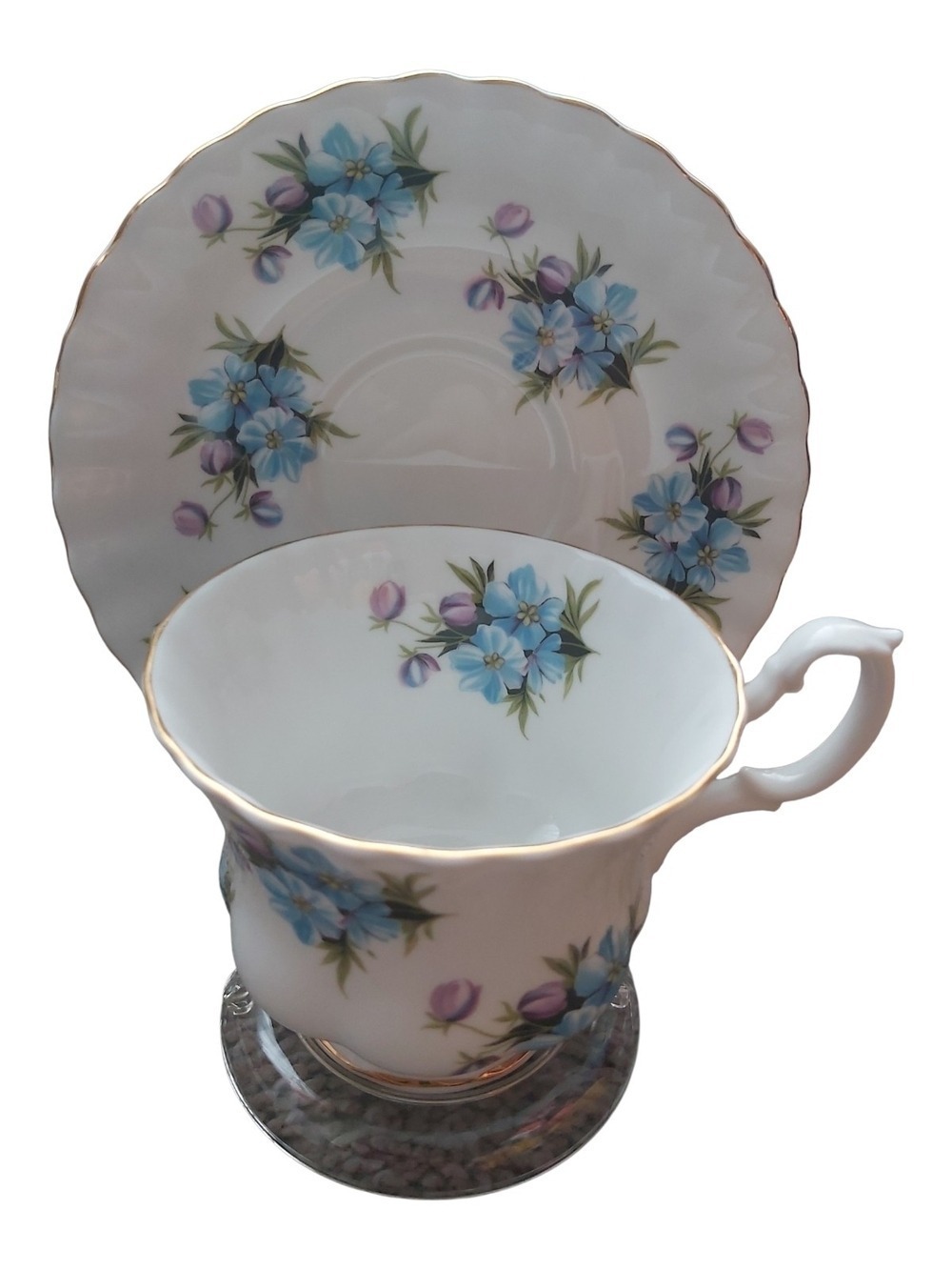 Royal Albert "Memory Lane" Blue Forget Me Not Teacup & Saucer